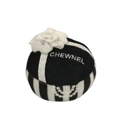 designer inspired plush box dog chew toys