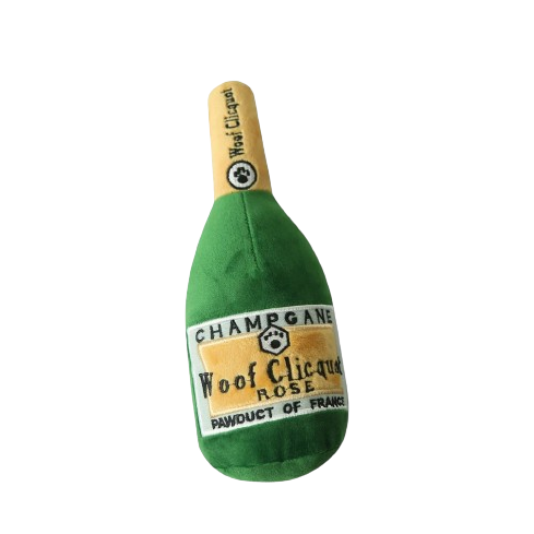 champagne bottle dog chew toy